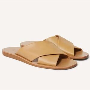 Everlane Day Crossover Sandals Leather Tan Flat Slide Size 6.5 New w/o Box